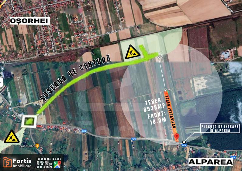 Teren Construcții intravilan de 6938 mp, în Alparea