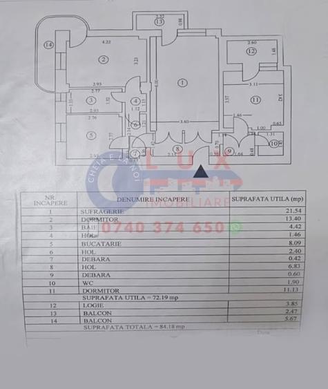 Apartament cu 3 camere decomandat în Babadag