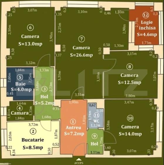 Apartament cu 4 camere decomandat, mobilat în Central