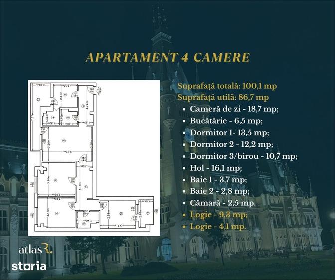 Apartament cu 4 camere decomandat în Central