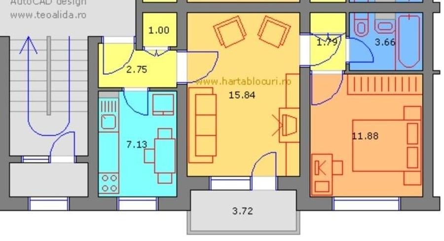 Apartament cu 2 camere în Rogerius