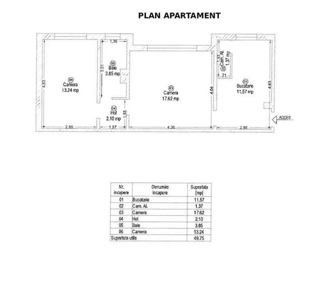 Apartament cu 2 camere semidecomandat, mobilat în Dâmbovița