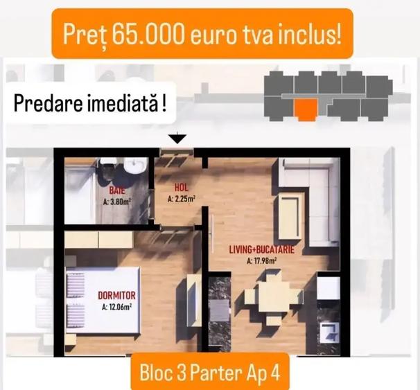 Apartament cu 2 camere decomandat în Dobroești