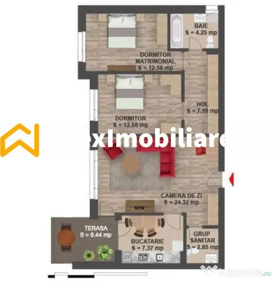 Apartament cu 3 camere semidecomandat în Băneasa