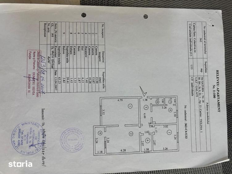 Apartament 3 camere,etaj 1,Tiglina 1 - 7