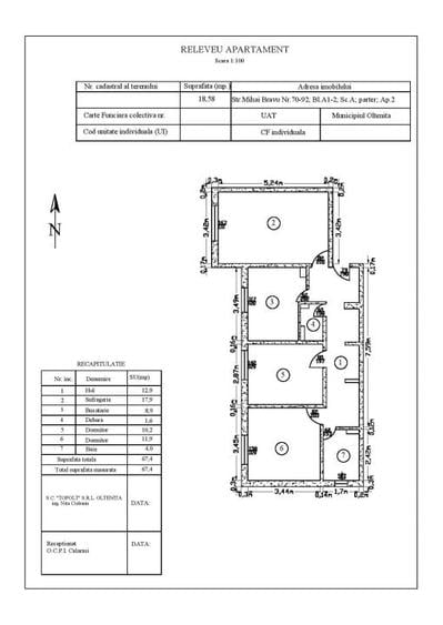 Apartament cu 3 camere decomandat în Ultracentral