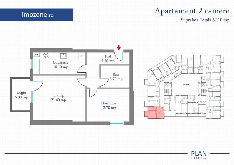 Apartament cu 2 camere decomandat în Militari