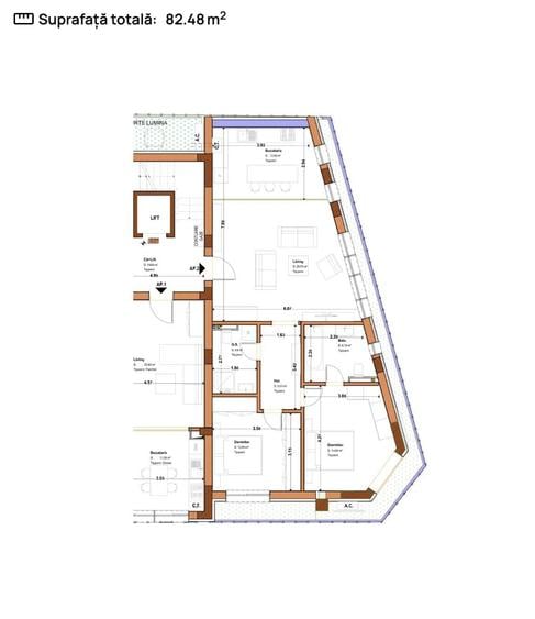 Apartament cu 3 camere în Timpuri Noi