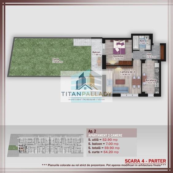 2 camere cu Gradina 54 Mp, Titan -Pallady - 10