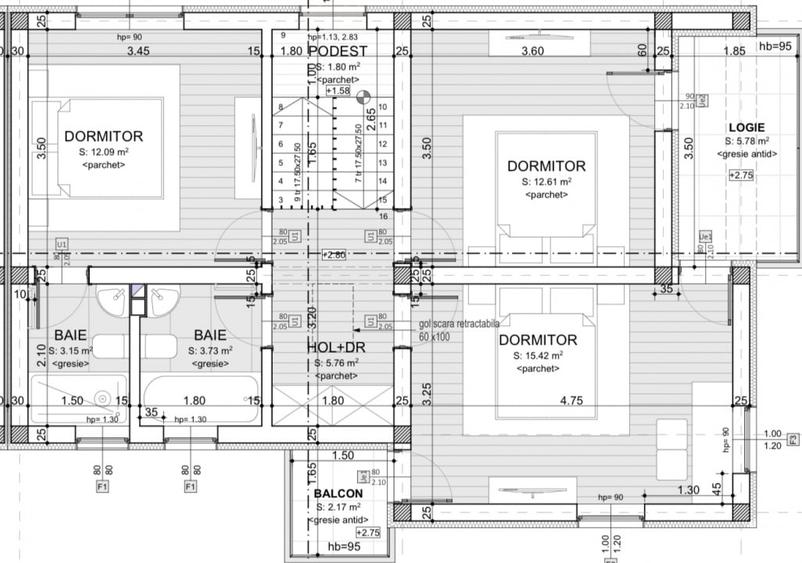 Duplex cu 5 camere cu Canalizare în Florești