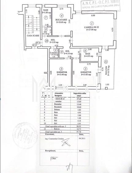 Apartament cu 3 camere decomandat în Central