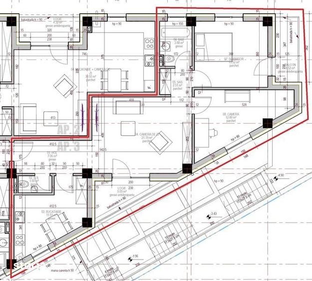 Apartament 3 camere, Bloc Nou, Zona Stadion, 74 MP + 2 Balcoane - 3