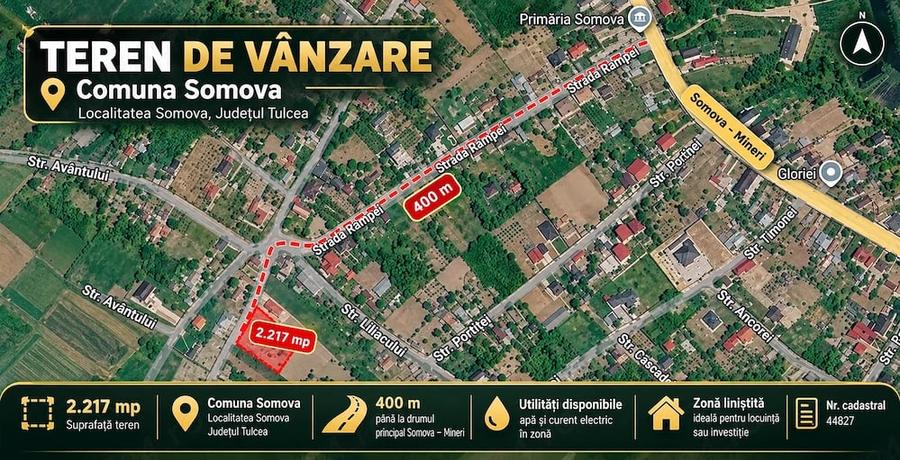 Teren de 2217 mp, în Somova