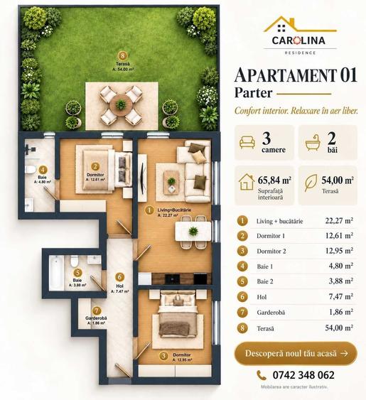 Apartament cu 3 camere decomandat în Central