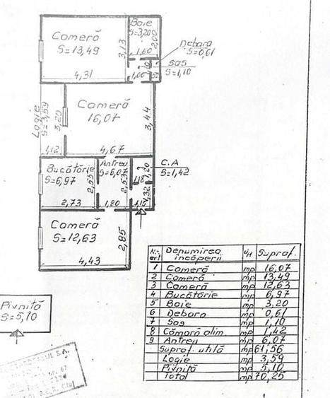 Apartament cu 3 camere în Mărăști