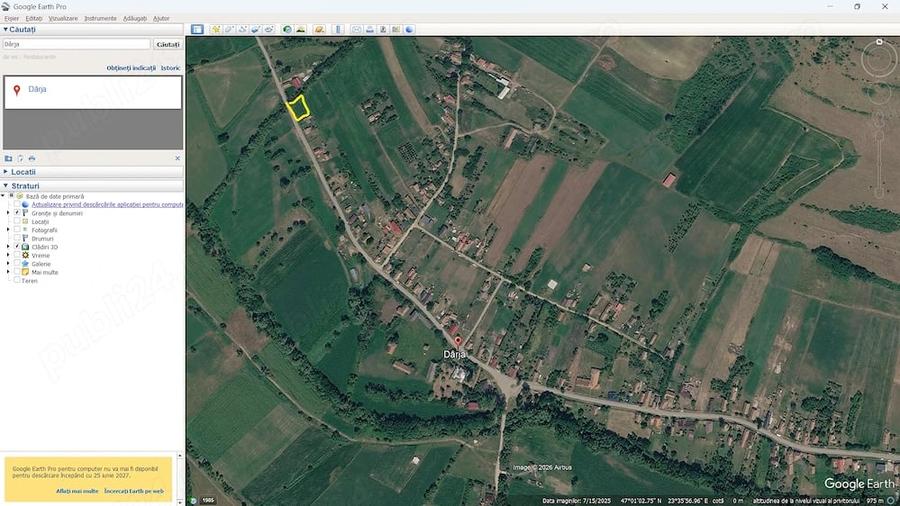 Teren de 800 mp, în Dârja