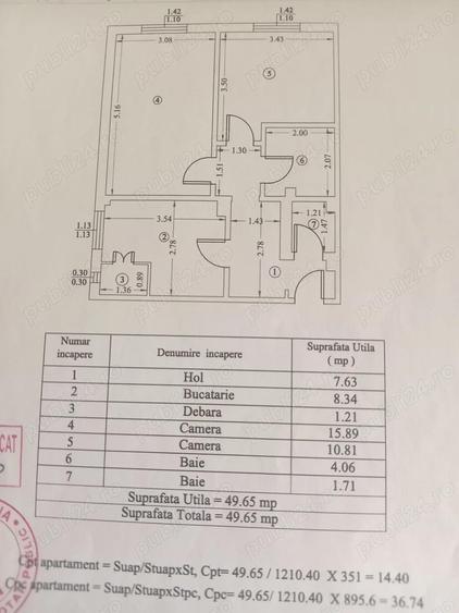 Apartament cu 2 camere decomandat în Central