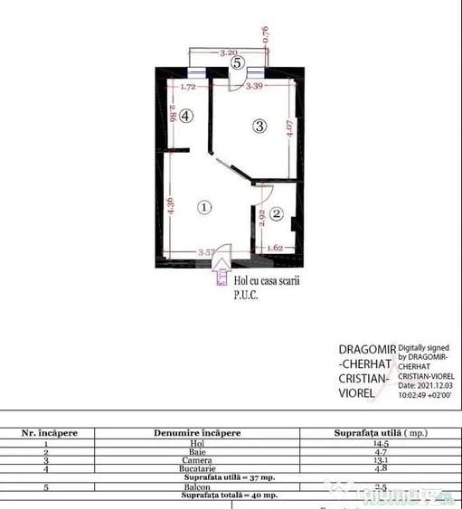 Apartament cu 2 camere semidecomandat în Piața