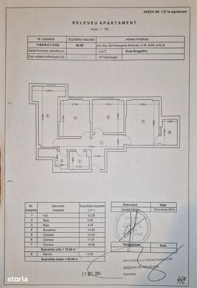 Apartament cu 3 camere decomandat în Central