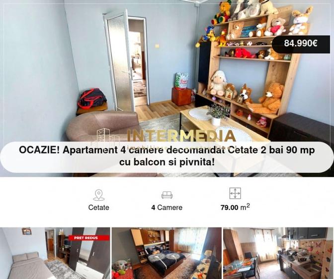 Apartament cu 4 camere decomandat, mobilat în Cetate