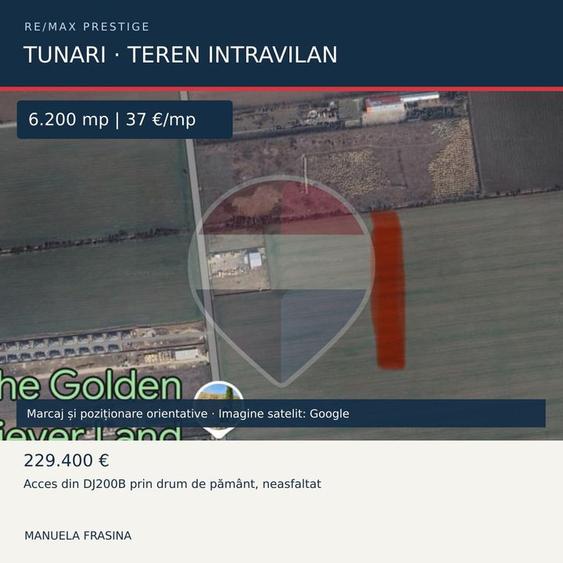 Teren Construcții intravilan de 6200 mp, în Tunari