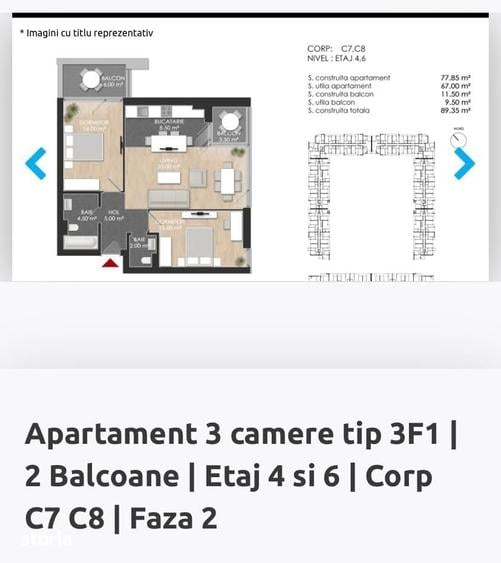 Apartament cu 3 camere decomandat în Central