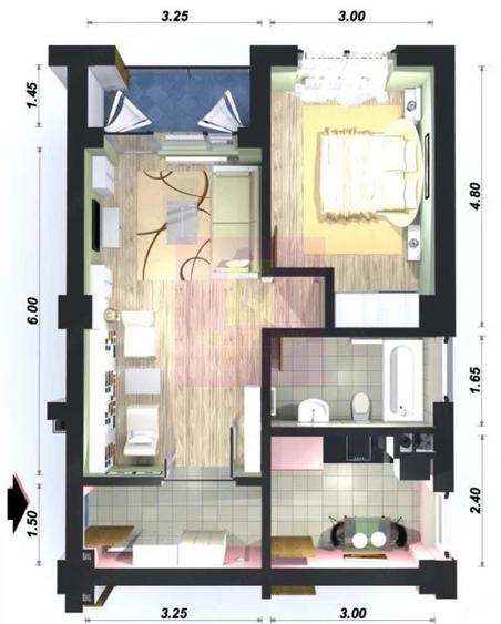 Apartament cu 2 camere semidecomandat în Giulești