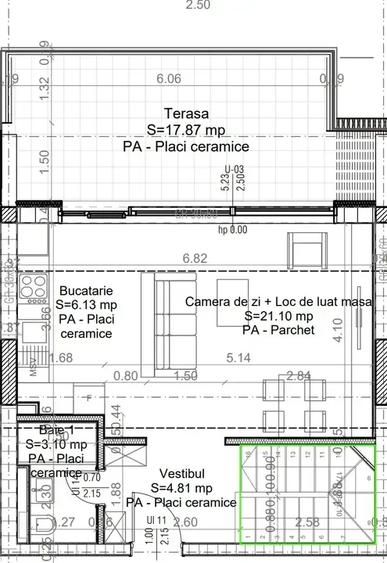 Apartament cu 3 camere semidecomandat în Central