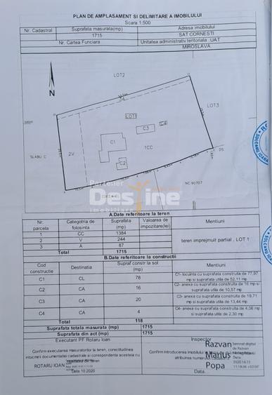 Casă individuală cu 3 camere cu Teren 1715 Mp în Cornești