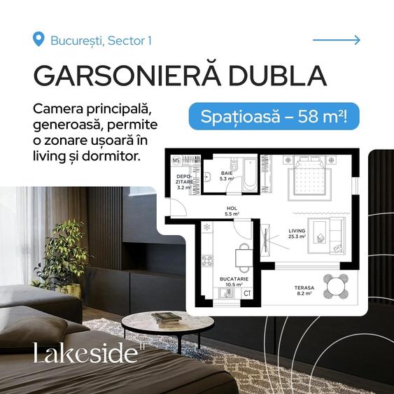 Garsonieră decomandată în Bucureștii Noi
