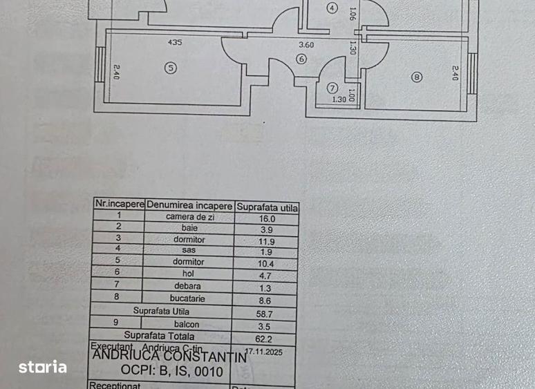 Apartament cu 3 camere decomandat în Tătărași