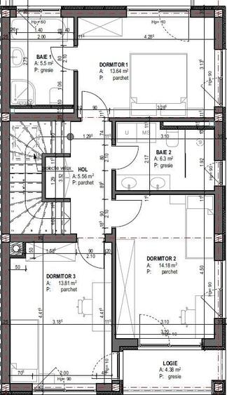 Duplex cu 5 camere cu Canalizare în Dâmbul Rotund