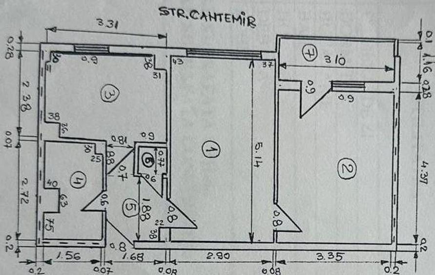 Apartament cu 2 camere semidecomandat în Ultracentral