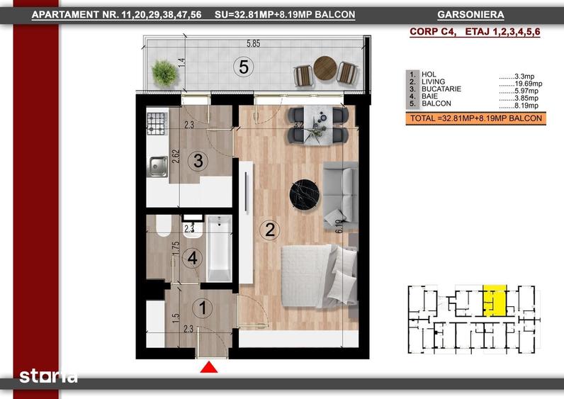 Garsoniera spatioasa, bloc nou, finisata, Metrou Berceni - 2