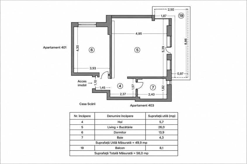 Apartament cu 2 camere decomandat, mobilat în Nord