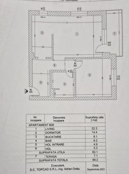 Apartament cu 2 camere decomandat, mobilat în Tunari
