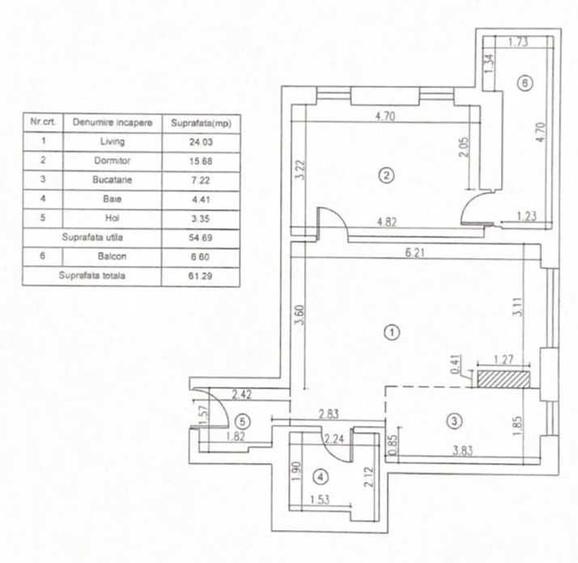Apartament cu 2 camere semidecomandat în Central