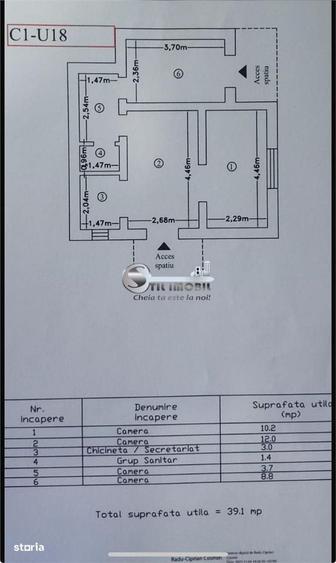 Apartament cu 2 camere în Tătărași