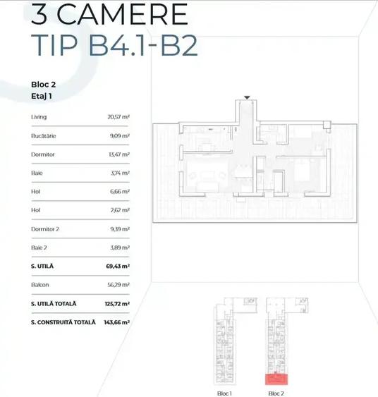 Apartament cu 3 camere decomandat în Barbu Văcărescu
