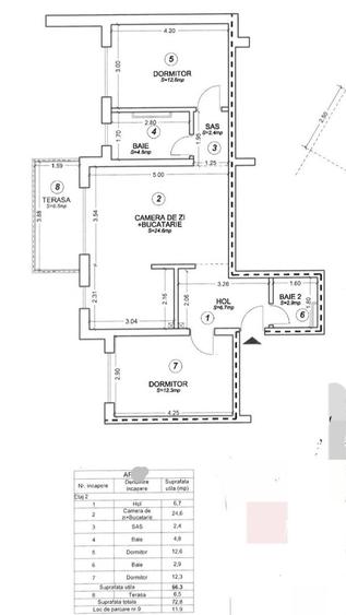 Apartament cu 3 camere, 2 bai si loc de parcare - 34