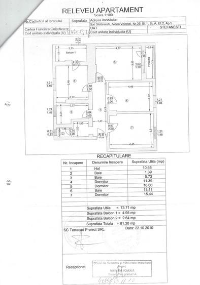 Apartament cu 3 camere decomandat în Ștefănești