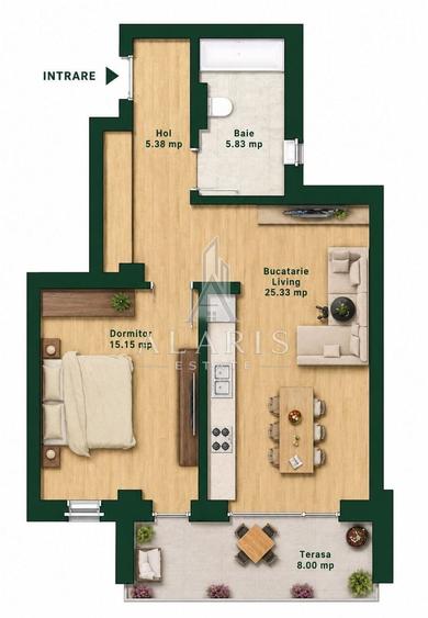 Apartament cu 2 camere semidecomandat în Torontalului