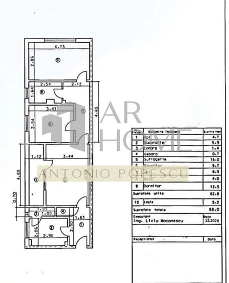 Apartament cu 3 camere semidecomandat în Lipănești