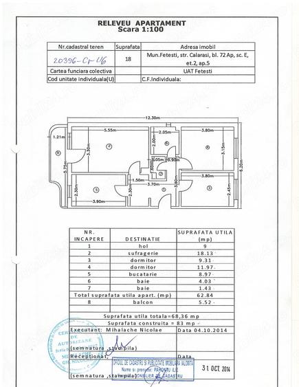 Apartament cu 3 camere decomandat în Fetești-Gară