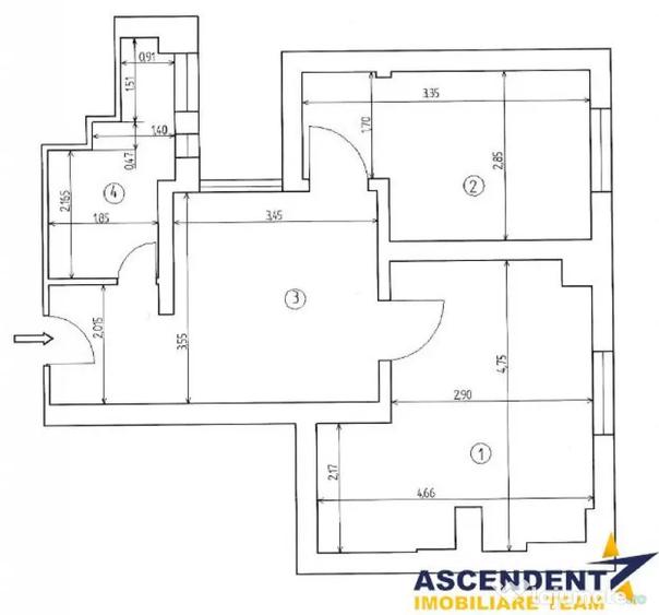 Apartament cu 2 camere semidecomandat în Centrul Civic