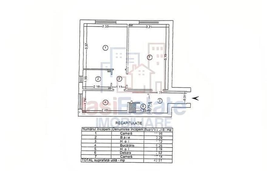 Apartament cu 2 camere decomandat în Piața Unirii