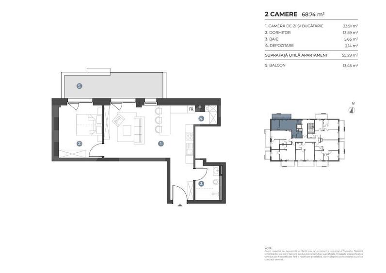 Apartament cu 2 camere în Bună Ziua