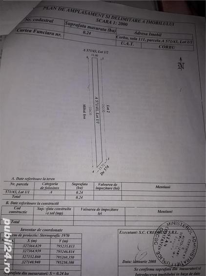 Teren de 2400 mp, în Corbu