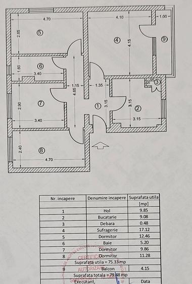 Apartament cu 4 camere nedecomandat în Central