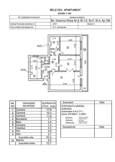 Apartament cu 3 camere în Tei